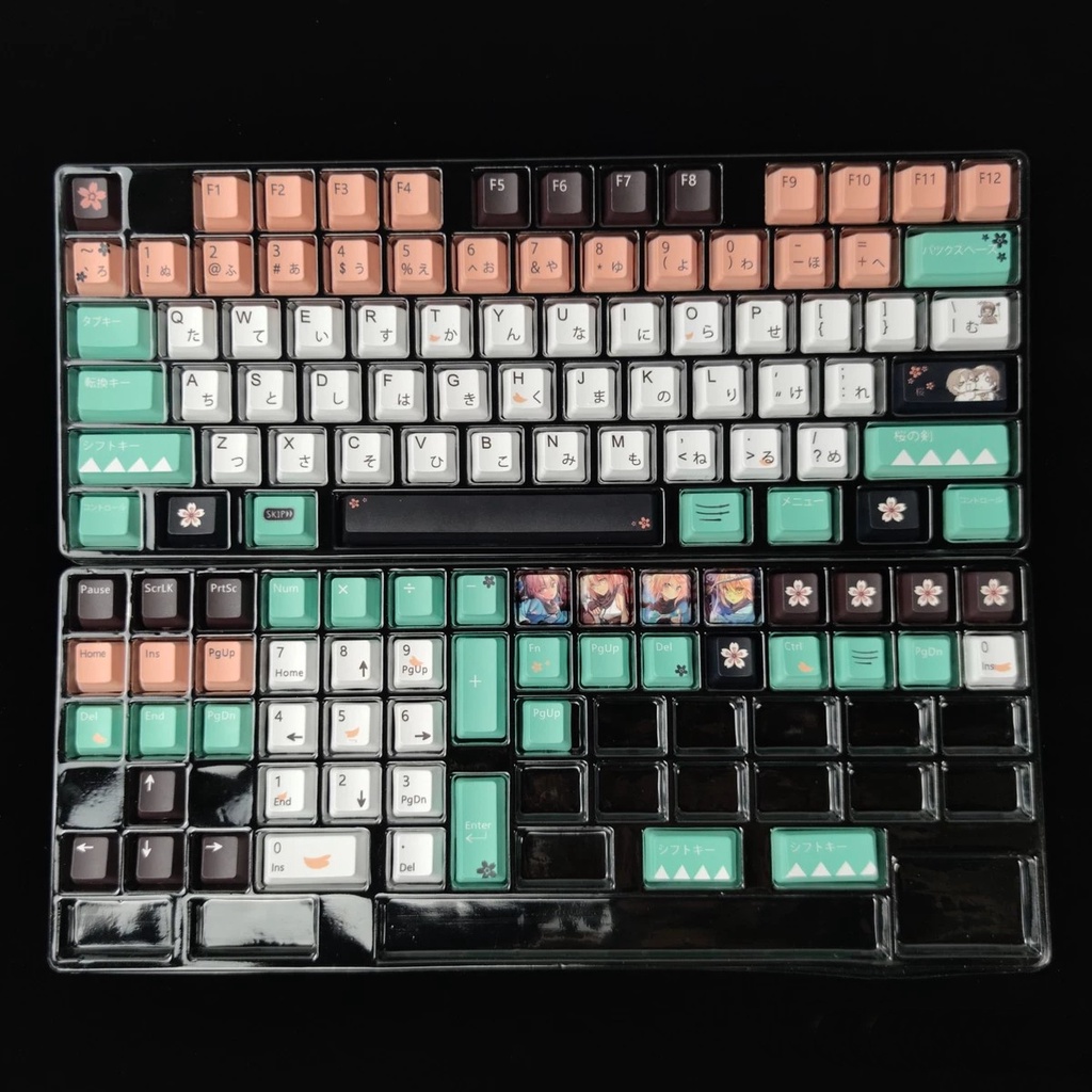 Bàn phím Okita Souji, 123 keycaps PBT keycaps OEM Cấu hình OEM Nhấp đúp vào Okita Souji keycap tiếng Nhật cho bàn phím cơ chơi game, bàn phím cơ