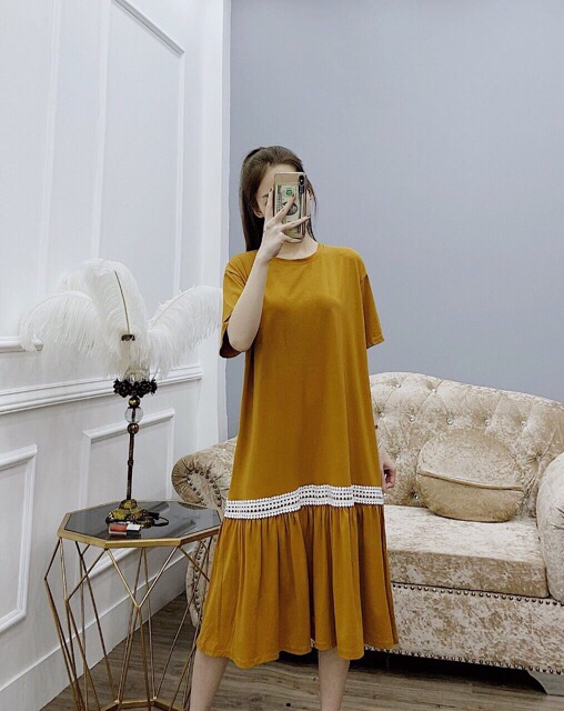 Váy bầu suông thời trang chất cotton mát 50-78kg