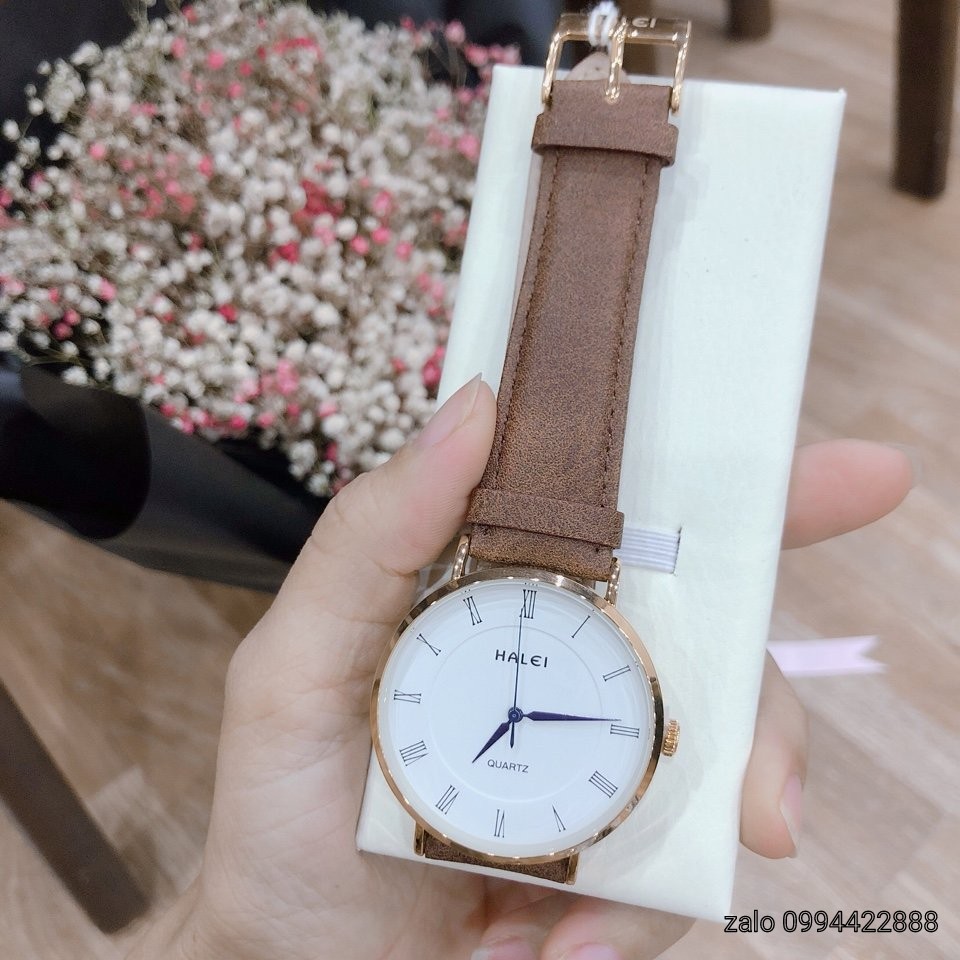 Đồng hồ Halei nam nữ kim xanh dây da chống nước | BigBuy360 - bigbuy360.vn