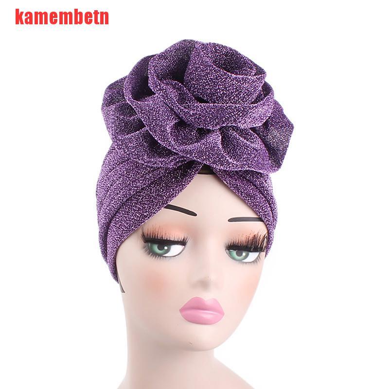 Mũ Turban Đính Hoa Lớn Lấp Lánh Phong Cách Ấn Độ Cho Nữ