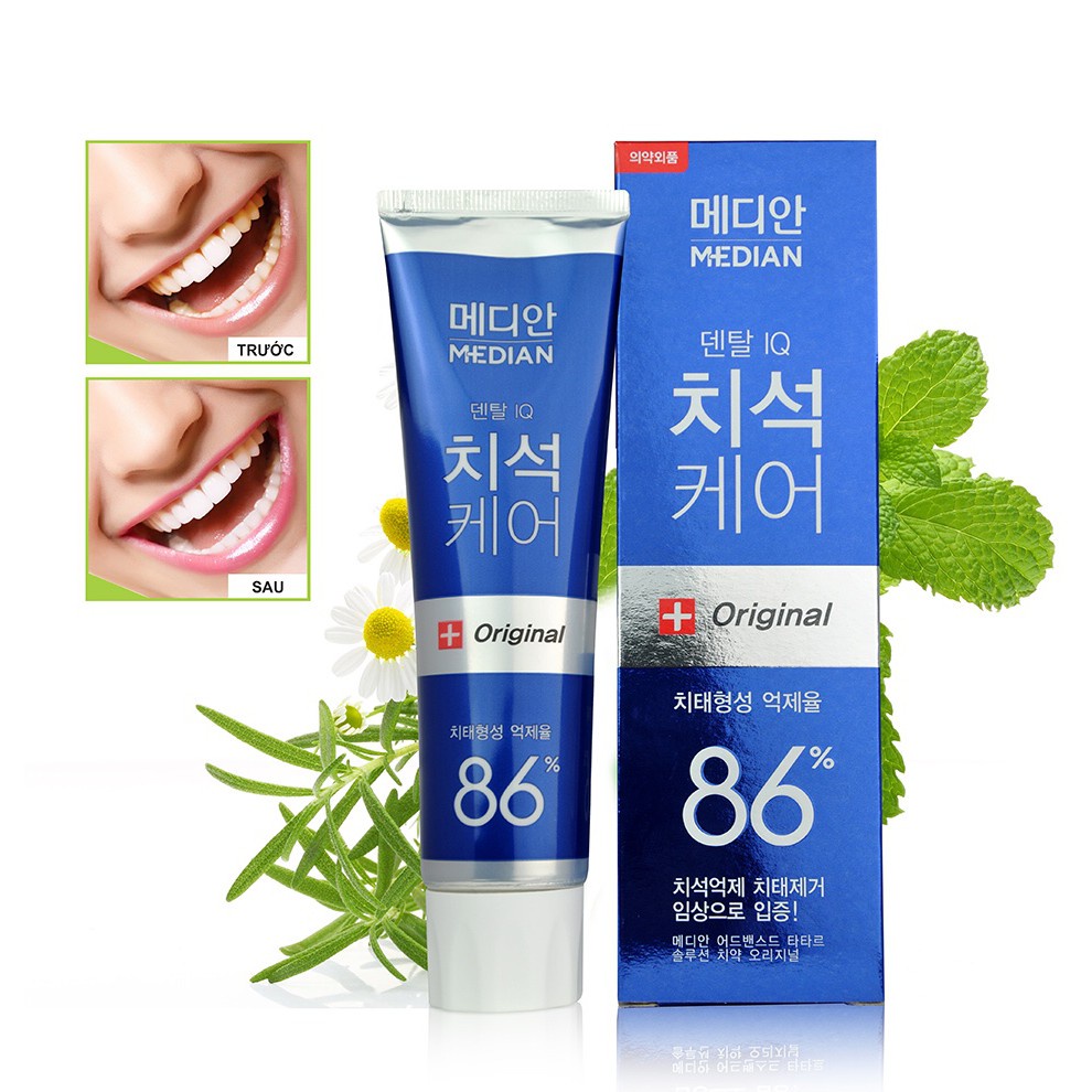 Kem Đánh Răng Hàn Quốc Trắng Răng Median Dental IQ 93% Breath Care Chống Sưng Nướu Hương Chanh 120g - Xanh