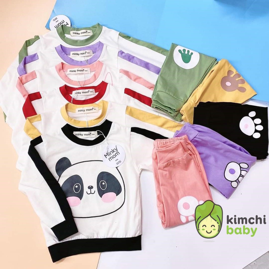 Bộ Dài Tay Cotton 100% Minky Mom Họa Tiết Sư Tử Ếch Chuột Dễ Thương Cho Bé MKM13 (Sz từ 7-19kg)