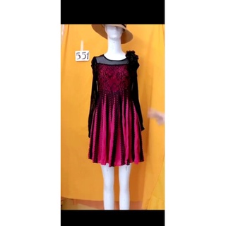 đầm voan hồng phối ren lưới. S551