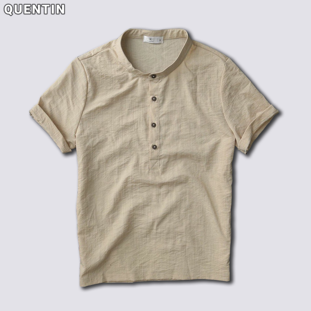 Áo sơ mi đũi nam cổ tàu cộc tay kiểu Hàn Quốc Quentin AD63 | BigBuy360 - bigbuy360.vn