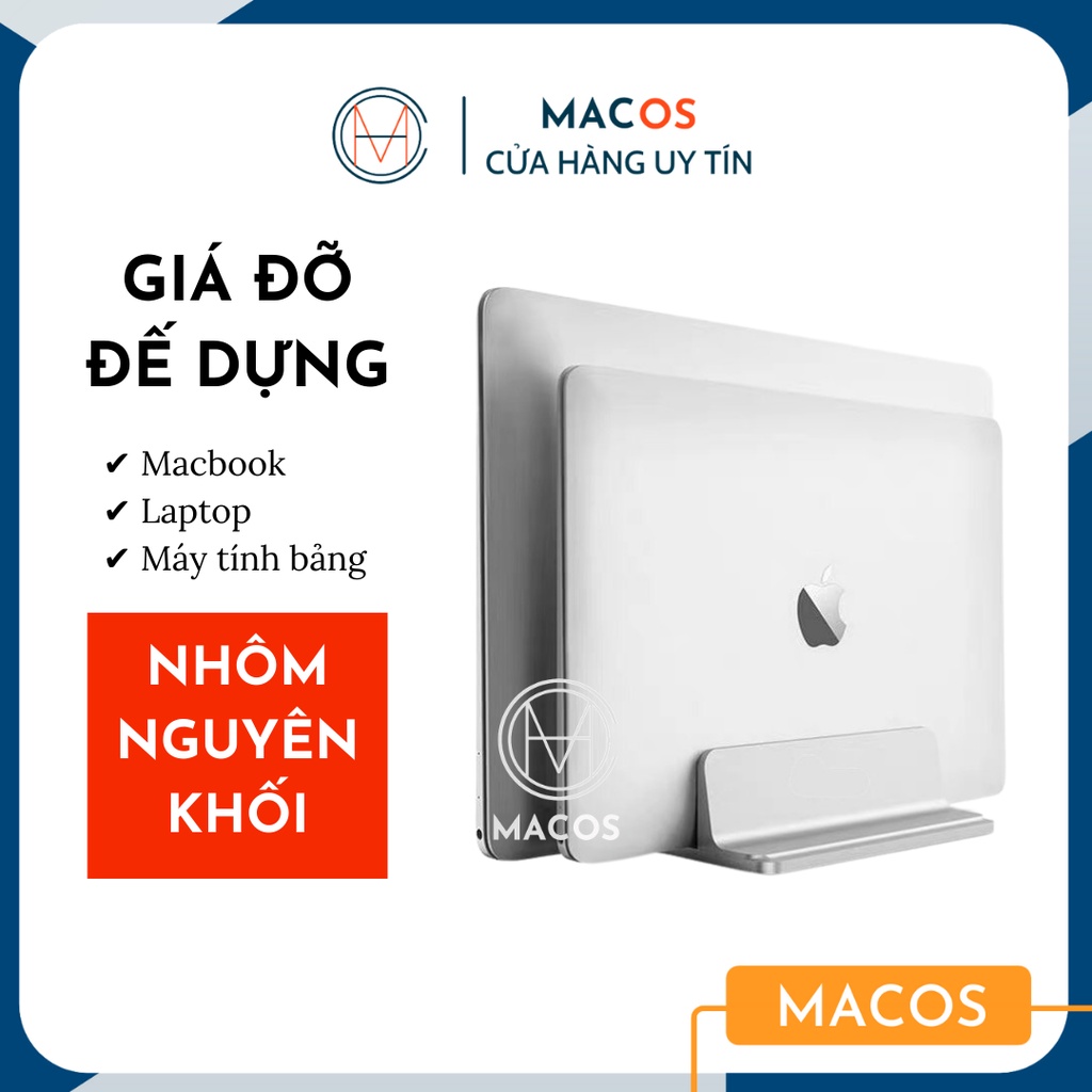 Giá đỡ đế kẹp để Macbook Laptop máy tính bảng Ipad Surface dạng đứng bằng nhôm nguyên khối - laptop stand (AM01)