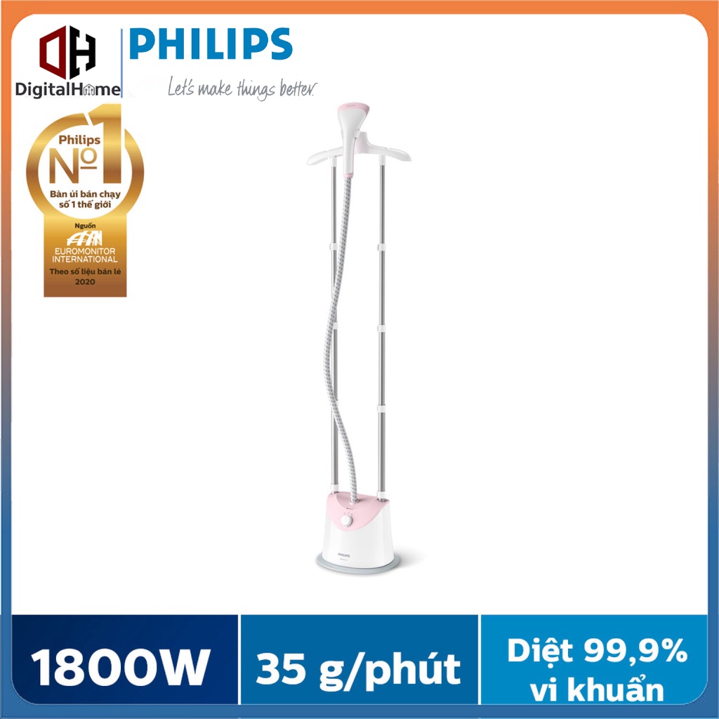 Bàn ủi Philips hơi nước đứng GC485/49, 1800W, hơi phun 35g/phút ,Hàng Chính Hãng Bh 2 Năm