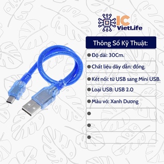 Cáp Mini USB Type A Sang Mini USB Type B Cáp Nạp Arduino Nano (Dài 30cm)