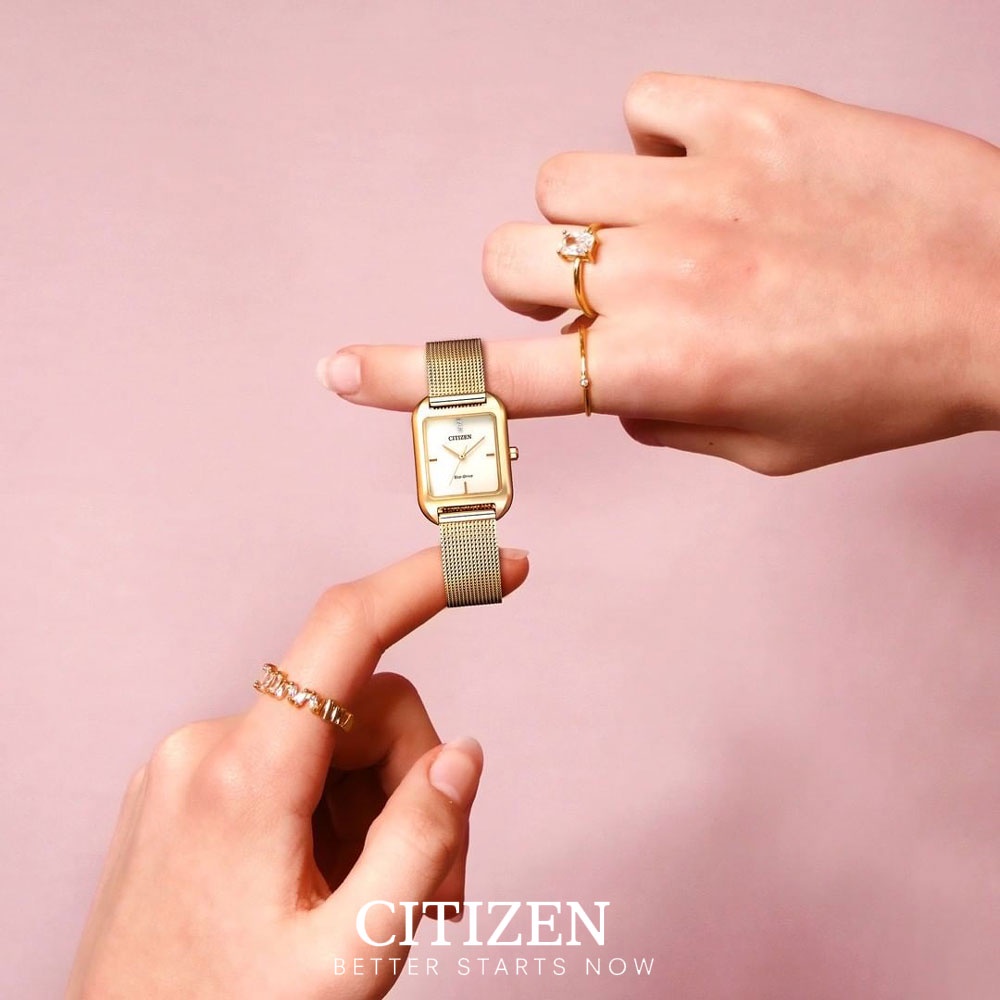 Đồng Hồ Nữ Citizen Đính Đá Swarovski Dây Thép Không Gỉ EM0493-85P - Mặt Trắng