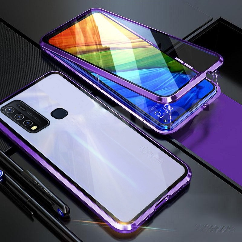 VIVO Y30 Y50 Y 30 50 Ốp lưng mặt kính viền khung kim loại cứng cho For VIVOY30 VIVOY50