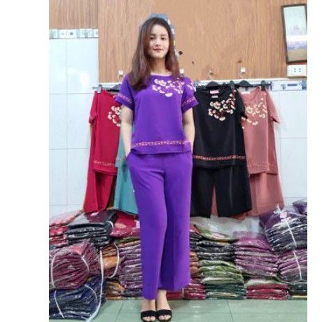 [ GIẢM GIÁ HÔM NAY ] Bộ trung niên 9 tấc thêu hoa cao cấp