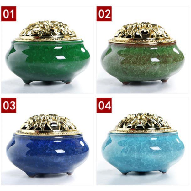 Lư xông trầm hương đỉnh đốt nhang gốm sứ men rạn | BigBuy360 - bigbuy360.vn