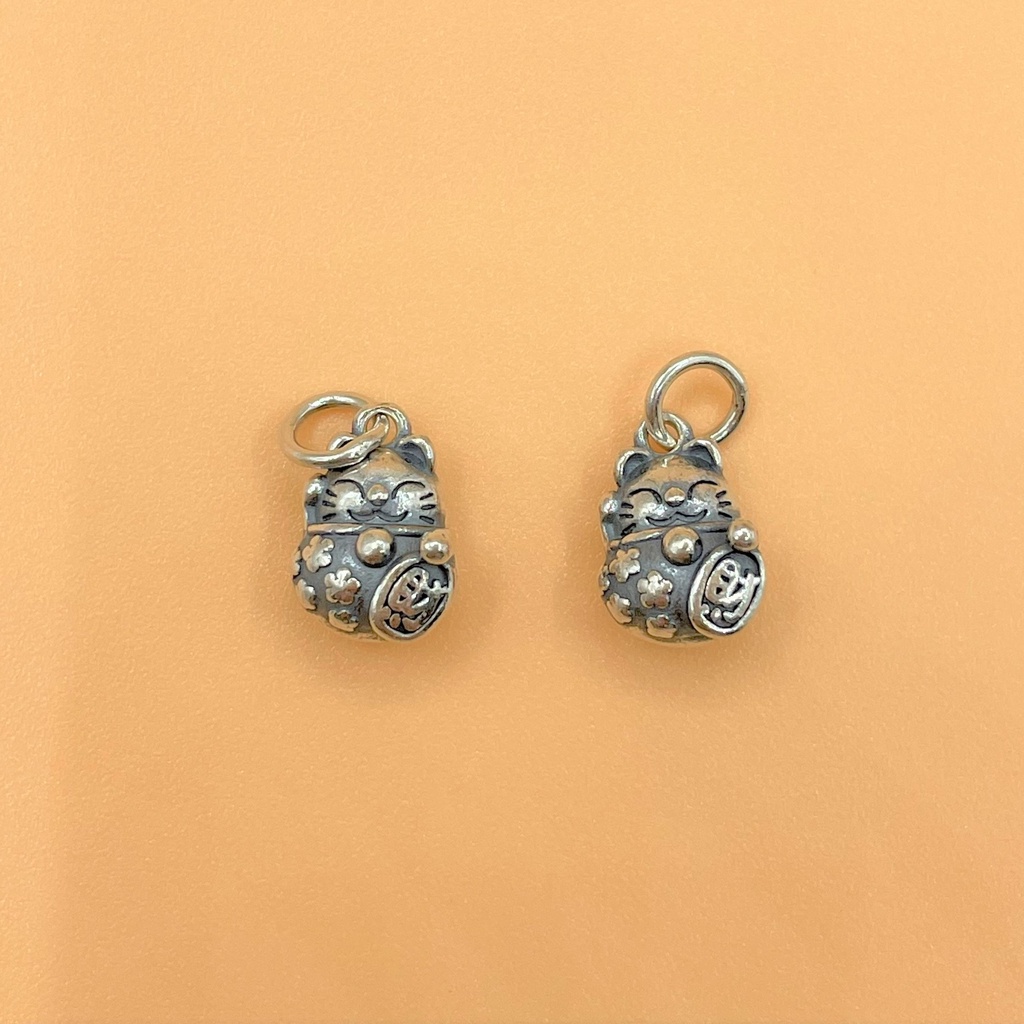 Charm bạc thái móc treo mèo thần tài béo - Charm Bạc 925 - Mã CA153