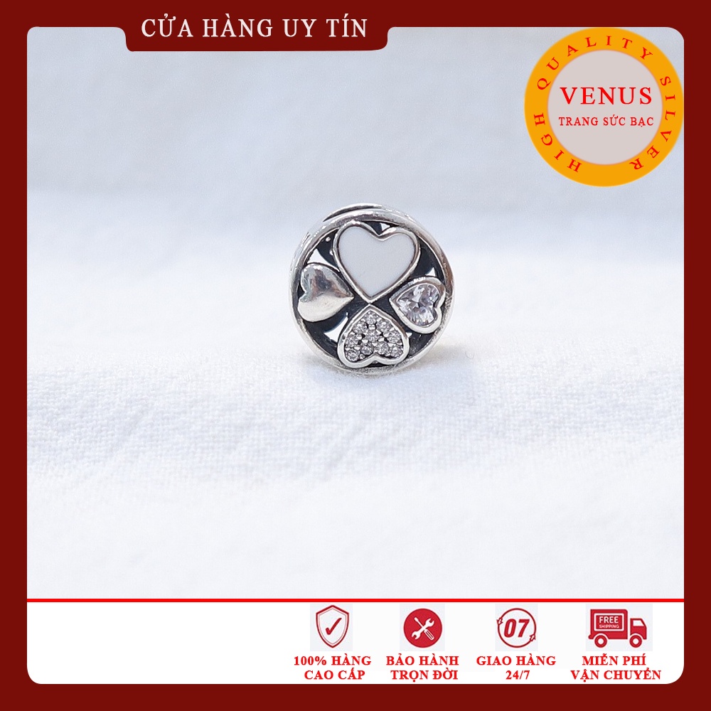 [Charm bạc 925 cao cấp] Charm bạc cỏ 4 lá cánh tim- Mã sản phẩm VENUSXCL