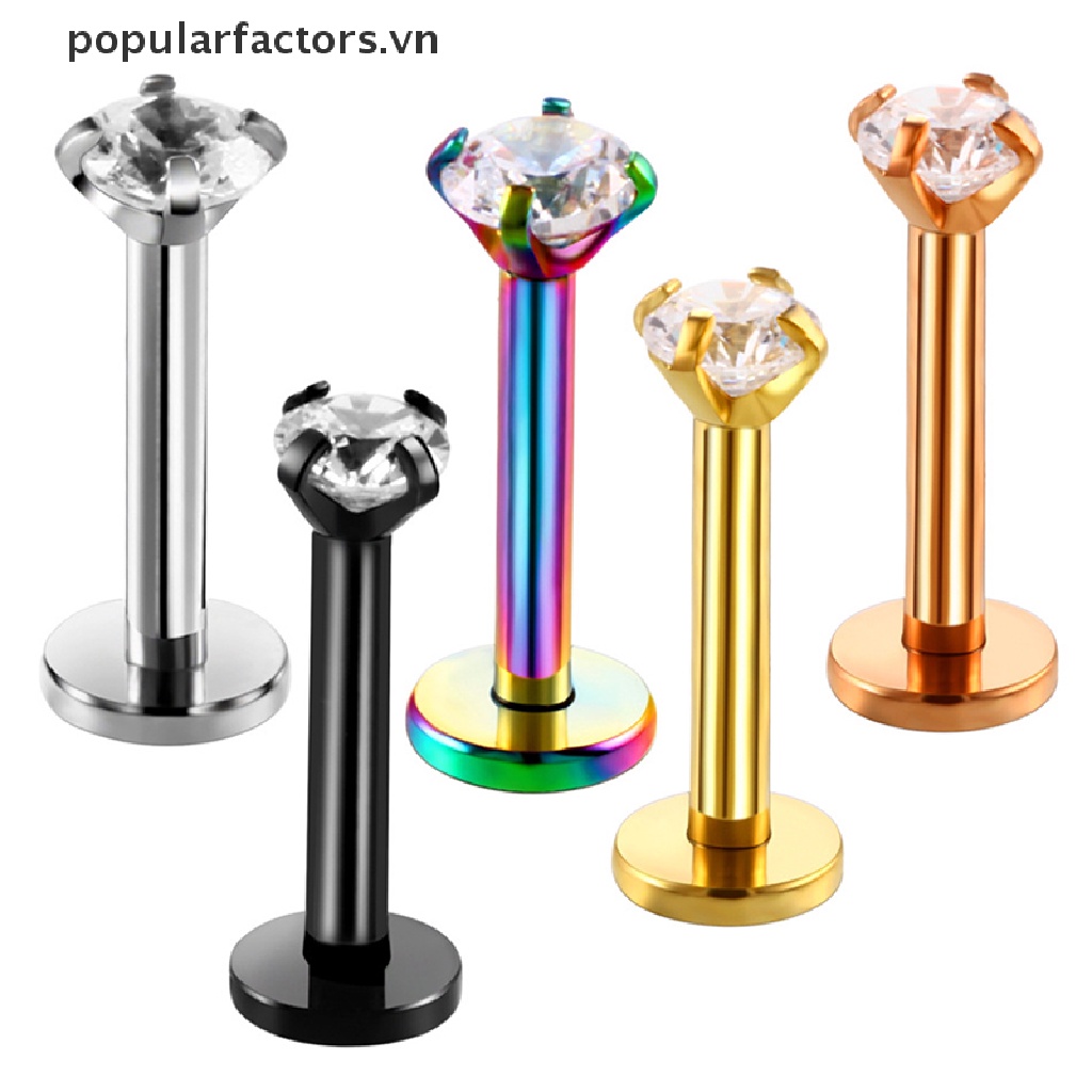 Khuyên xỏ sụn tai/ môi/ cơ thể đính đá Zircon Helix Tragus 18G