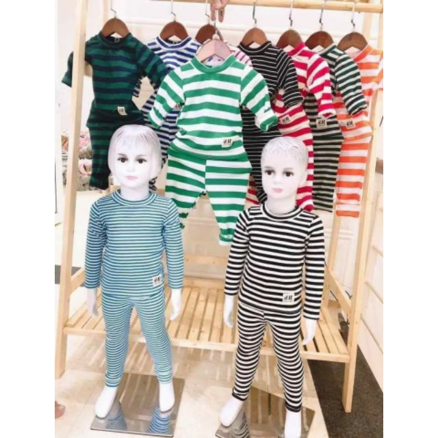 Bộ HM Cotton Kẻ Cổ 3 Phân Cho Bé (có nhiều màu)