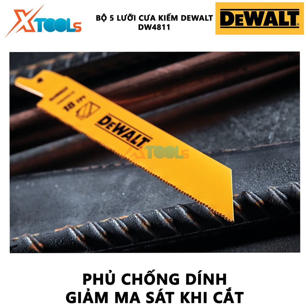 Bộ 5 lưỡi cưa kiếm DeWALT DW4811 | bộ 5 lưỡi cưa kiếm cho kim loại, kích thước 6 inch DeWALT