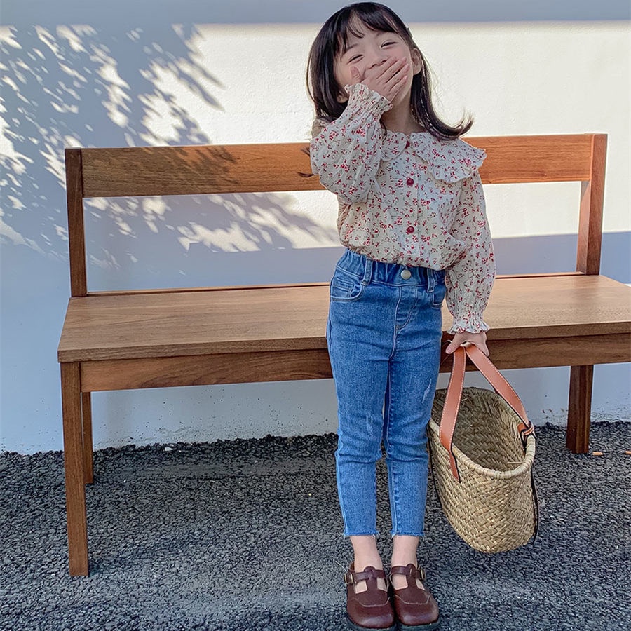 Quần Legging Bé Gái Quần Jean Dài Lưng Cao Thiết Kế Dễ Thương Cho Bé Gái