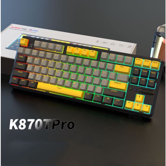 Bàn phím cơ không dây AJAZZ K870T 3 mode kết nối , Hỗ trợ Hotswap, Led RGB