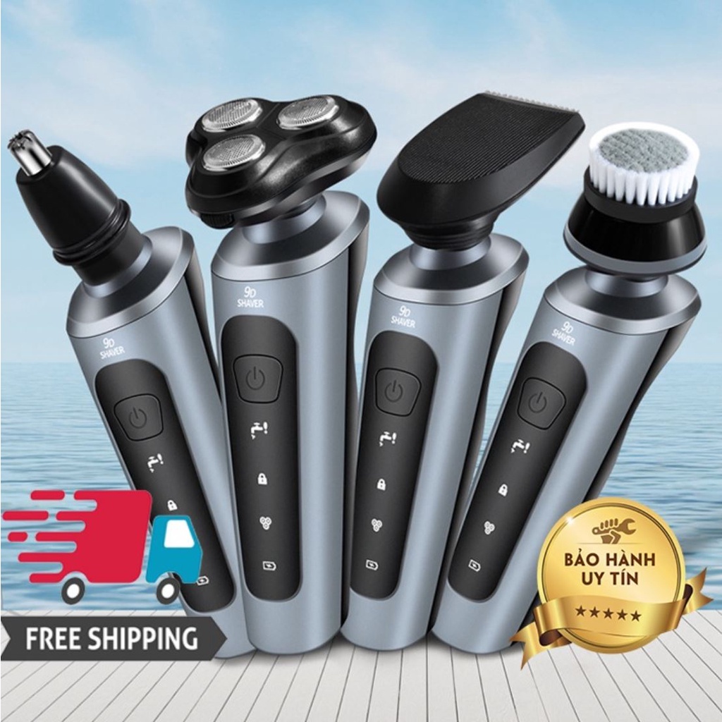 Máy Cạo Râu 4 in 1 ( Tông Đơ Massage Mặt Tỉa Lông Mũi Cạo Râu ) Phân Loại 9D Shaver Tặng Kèm 6 Phụ Kiện Chuyên Nghiệp