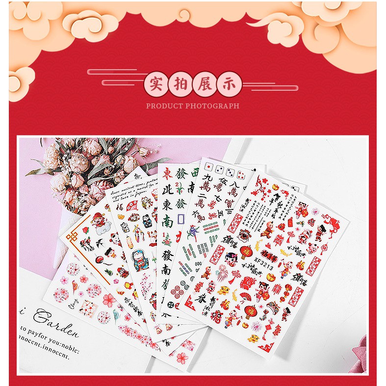 [Hàng mới về] Set nhãn dán họa tiết 3D trang trí móng nghệ thuật