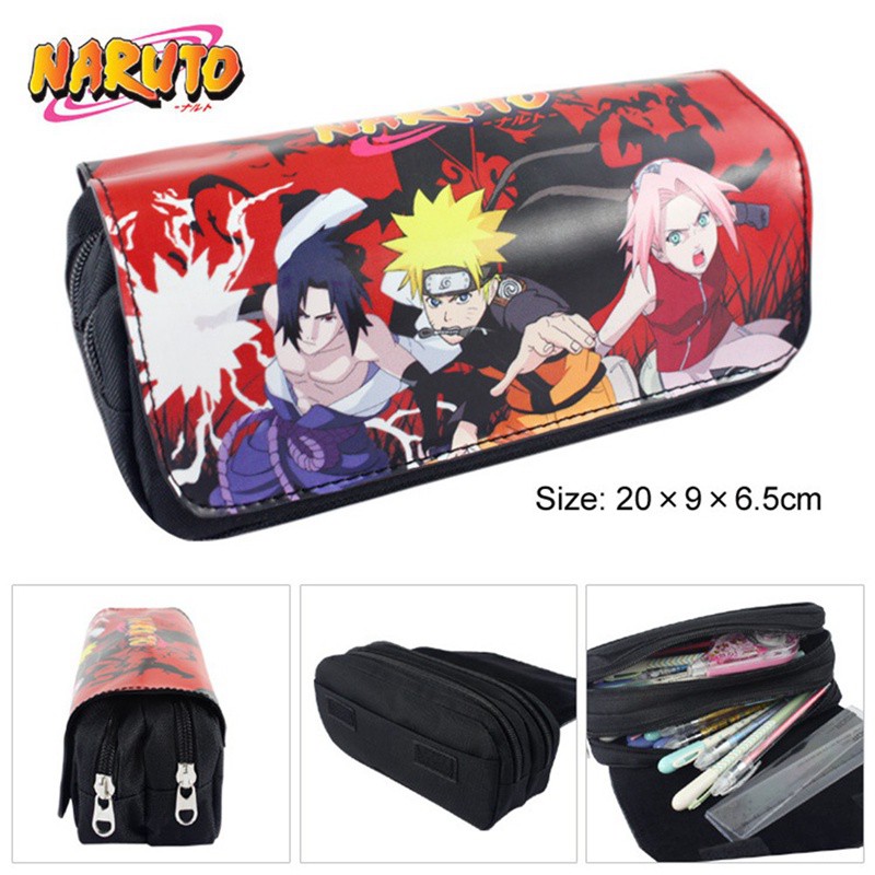 Bóp Viết Vải Canvas Khóa Kéo Đôi In Hình Naruto Làm Quà Tặng Cho Bé