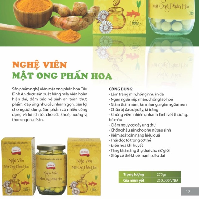 Viên nghệ mật ong phấn hoa 