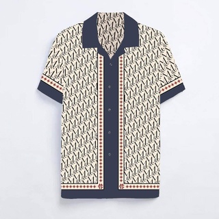 Áo sơ mi nam mikenco monogram line blue shirt