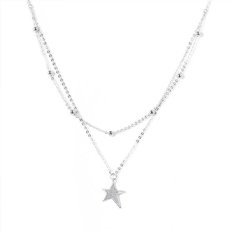 Dây Chuyền MG STUDIO Thiết Kế Hai Lớp Mặt Hình Ngôi Sao Bằng Bạc Sterling 925 | BigBuy360 - bigbuy360.vn
