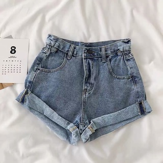 quần short jean chun eo gập gấu