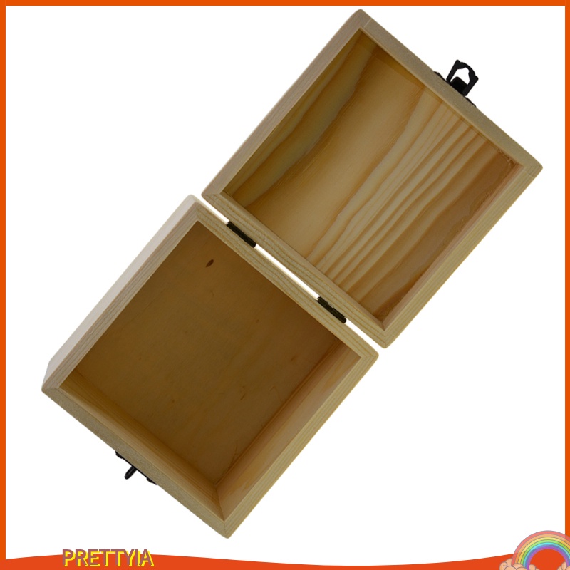 [PRETTYIA]Unpainted Wooden Storage Box Jewelry Gift Memory Small Chest Craft Box Large