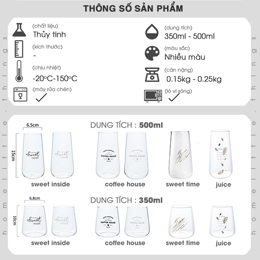 Ly thủy tinh tròn in chữ | BigBuy360 - bigbuy360.vn