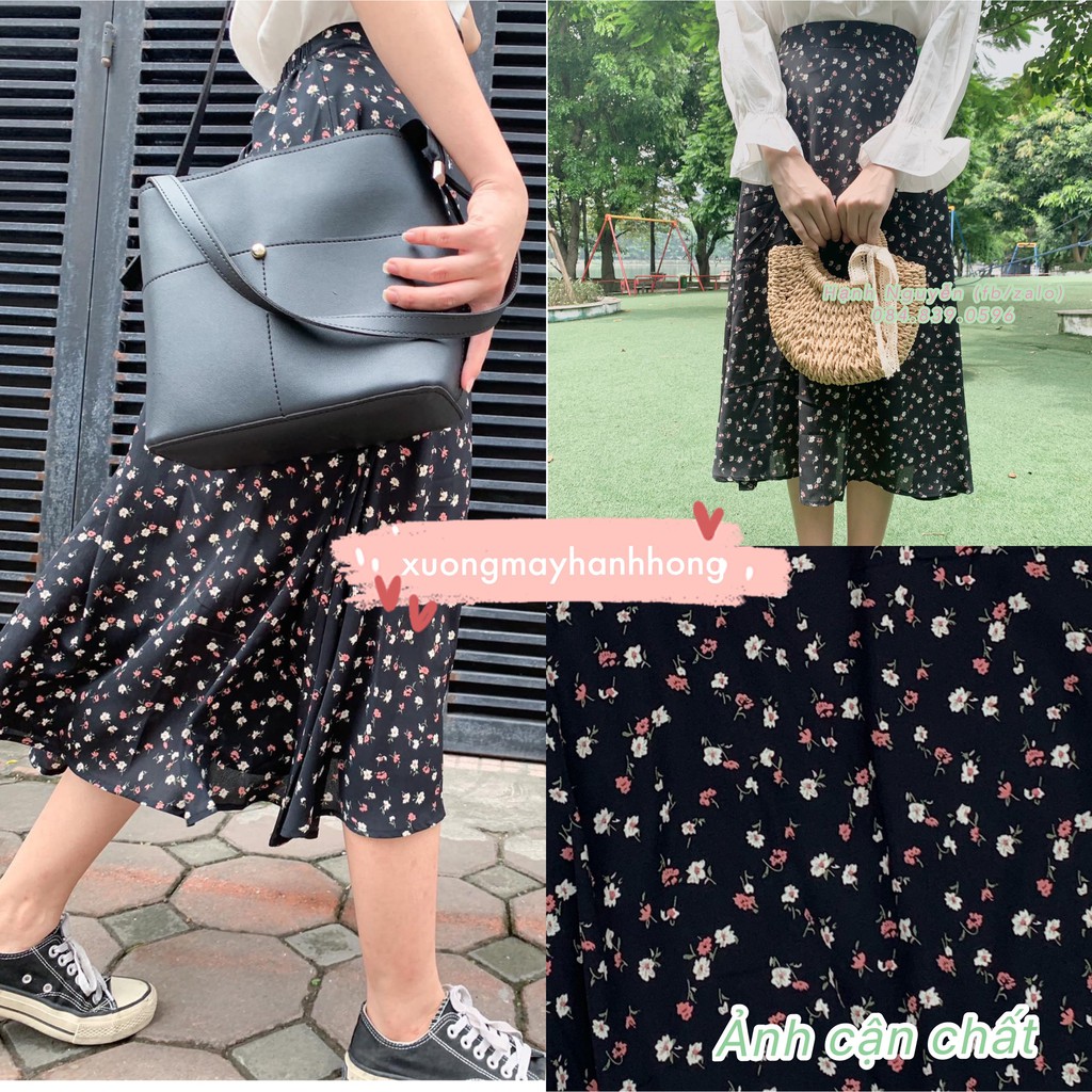 Chân váy hoa nhí vintage 2 lớp | BigBuy360 - bigbuy360.vn