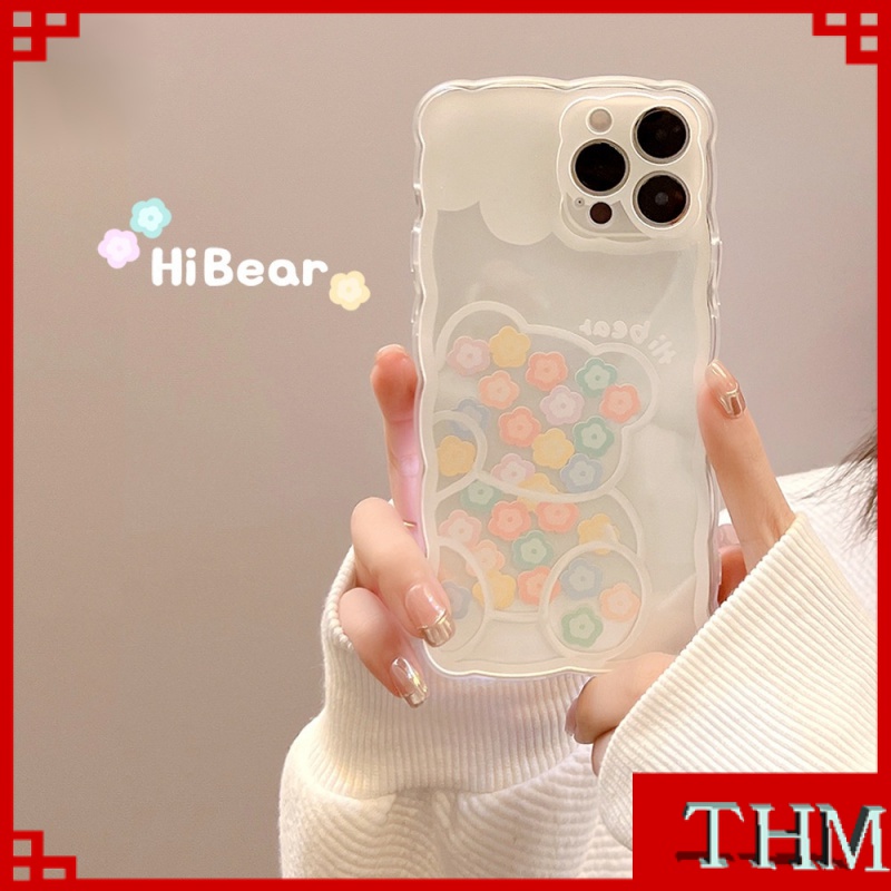 Ốp lưng iphone Điện Thoại Silicon Dẻo In Hình Gấu Và Hoa Cho iphone 6/6plus/6s/6splus/7/7plus/8/8plus/x/xr/xs/11/12/13/pro/max/plus/promax