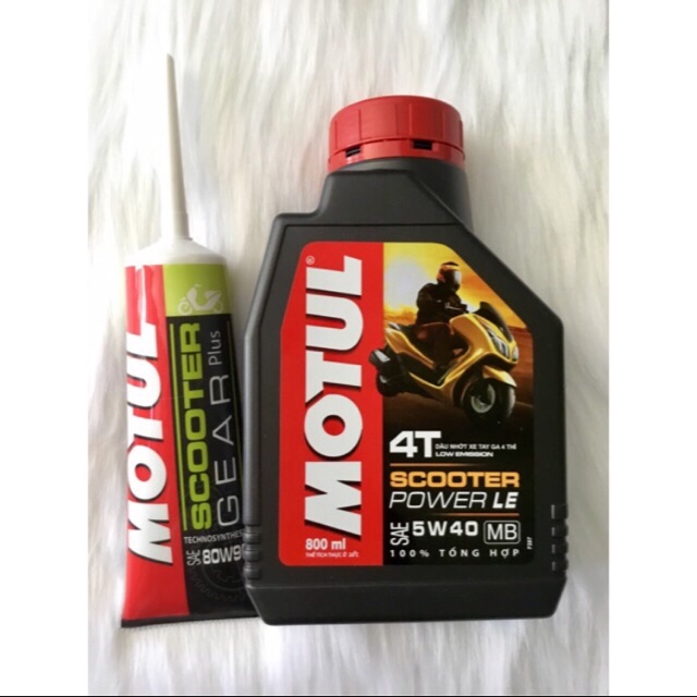 COMBO dầu MOTUL SCOOTER POWER LE 5W40 0,8L + láp motul cho xe ga