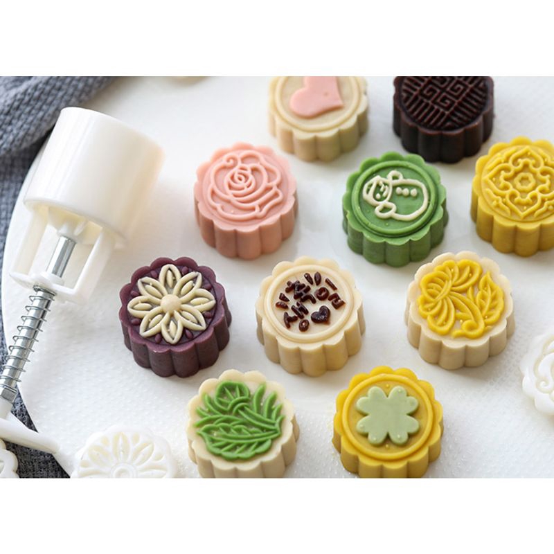 Set 8 Khuôn Nhấn In Mẫu Làm Bánh Trung Thu 25g