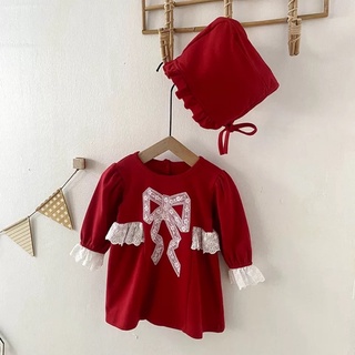 Set váy và body kèm mũ đỏ xinh xắn cho bé gái