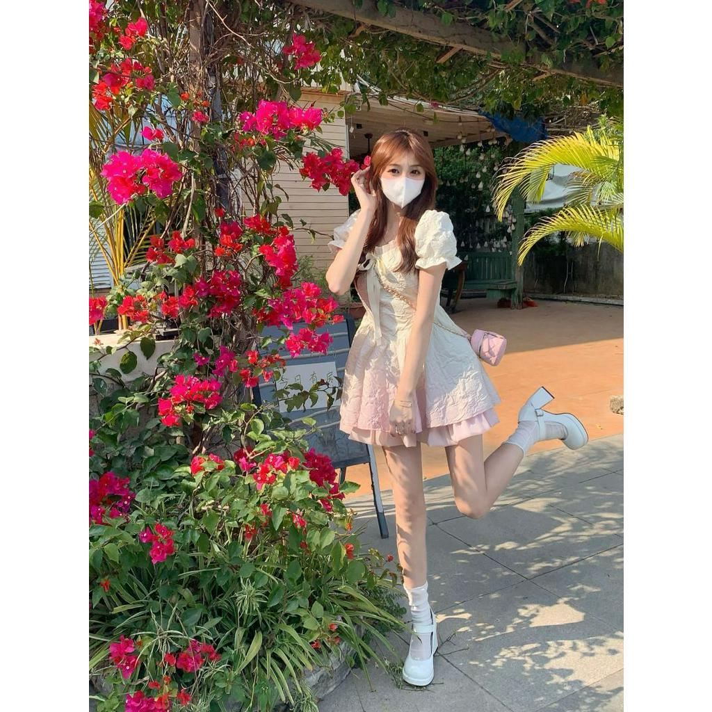 Đầm Ngắn Nhấn Eo Thời Trang Hè Xinh Xắn Cho Nữ