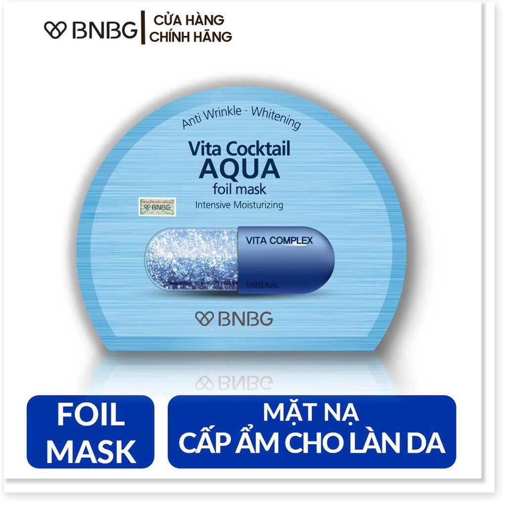 [Mã giảm giá] Combo 5 Mặt nạ lá nguyên khối dưỡng da ẩm mượt BNBG Vita Cocktail Aqua Foil Mask - Moisturizing.màu xanh