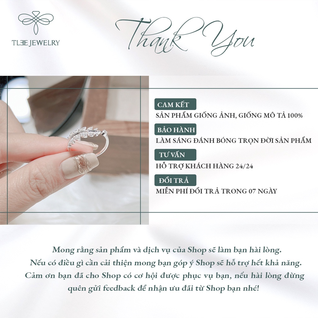 Nhẫn bạc nữ TLEE lá oliu nạm đá sang trọng NCJ A0155