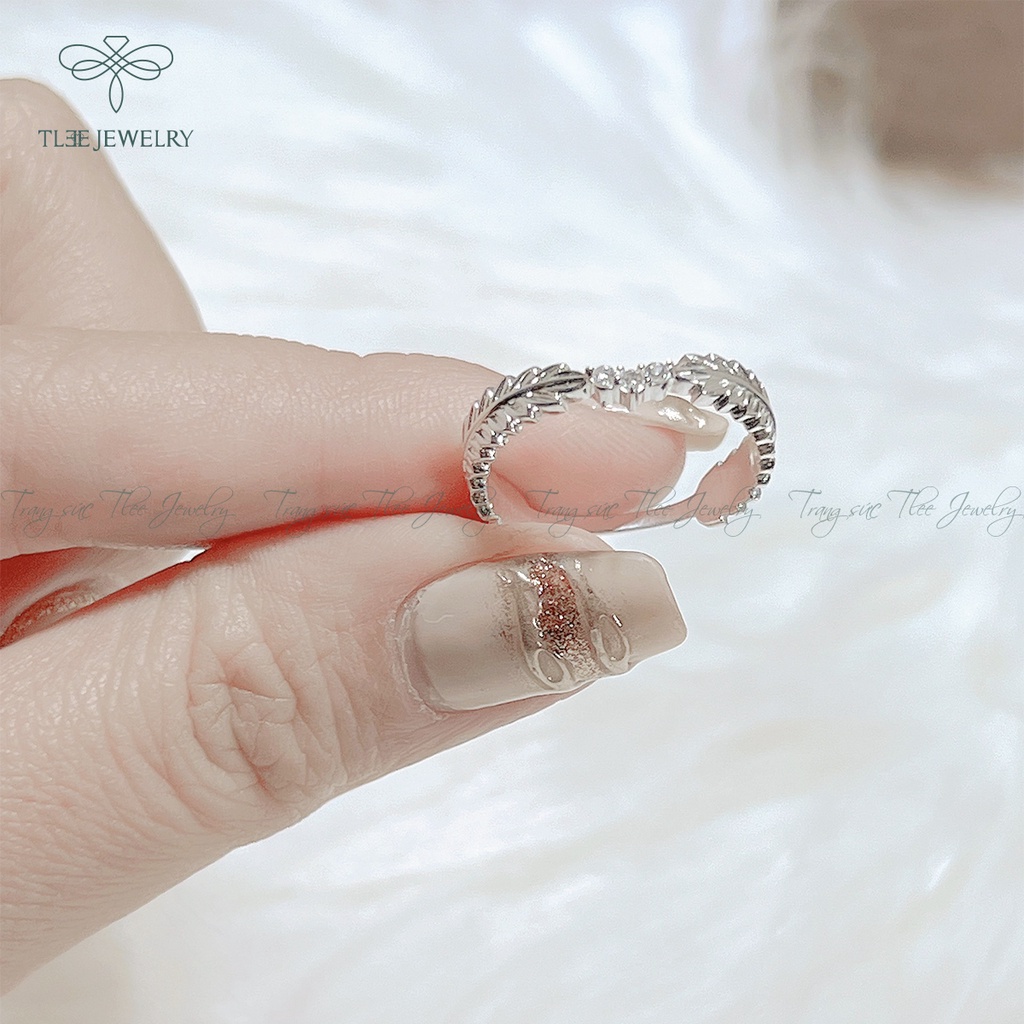 Nhẫn bạc nữ TLEE lá Henna nạm đá cao cấp NCJ A0152