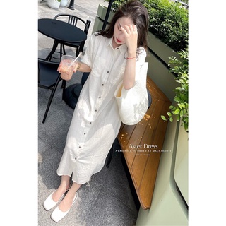 Váy sơ mi đũi dáng dài restock