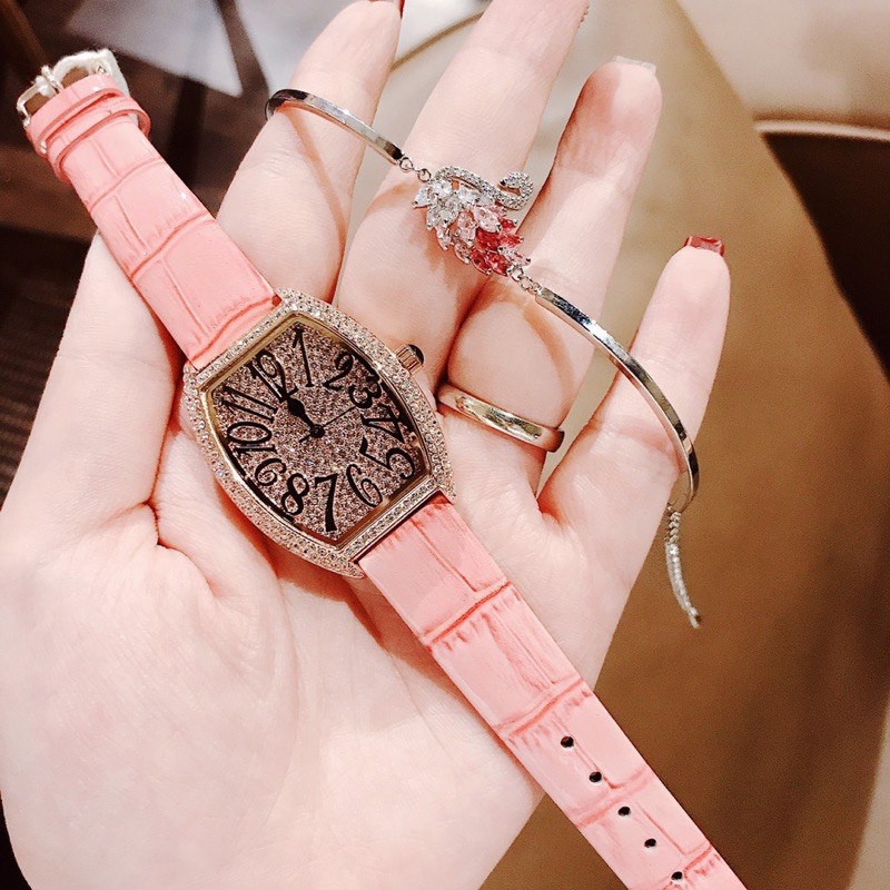 Set đồng hồ nữ Swarovski Ombre Hồng phấn .