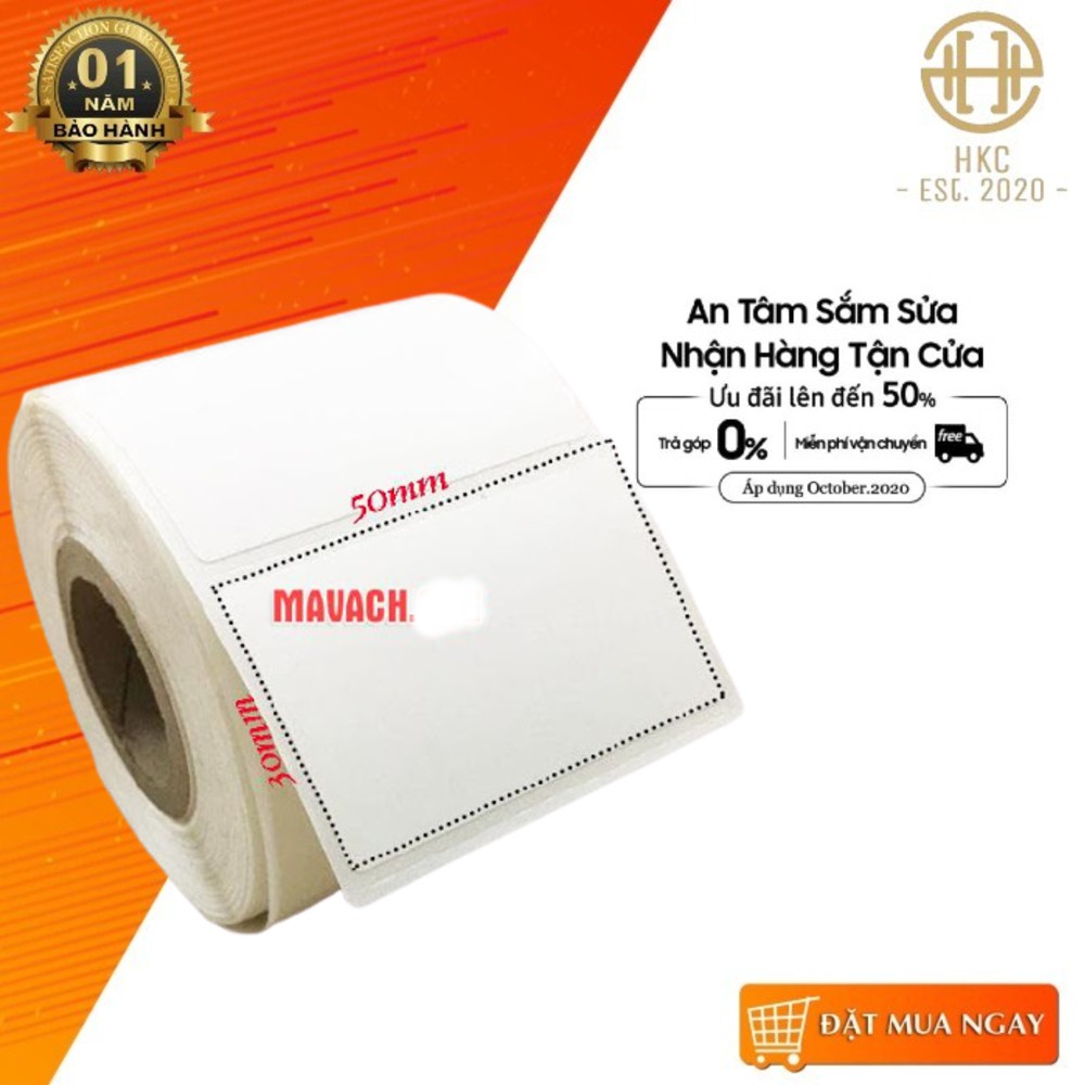 Tem trà sữa , tem dán cốc trà sữa , in mã vạch khổ 50x30 mm, 910 tem, cuộn 30m