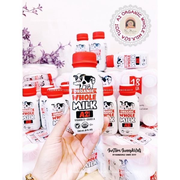 Sữa Tươi Hữu Cơ A2 Organic Whole Milk - Mỹ vị nguyên kem 240ml [ Hàng Air - Date mới nhất ]