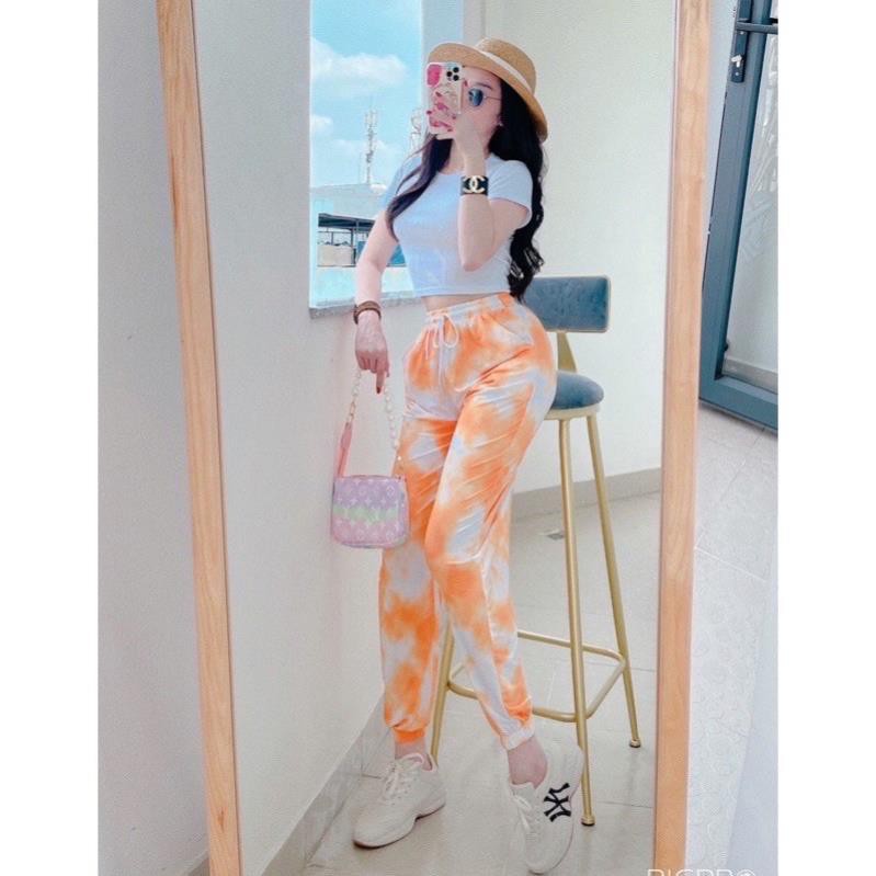 Set áo thun quần loang màu, Set bộ thể thao nữ loang màu hàng cao cấp | BigBuy360 - bigbuy360.vn