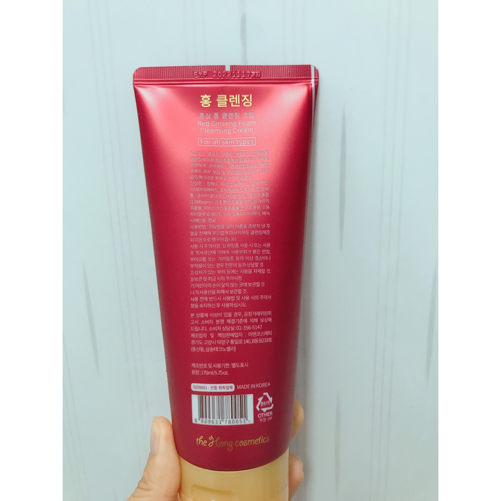 Sữa Rửa Mặt Hong Cleansing / Sữa Rửa Mặt Hồng Sâm Hàn Quốc, trắng da, sạch mụn, phù hợp mọi loại da | BigBuy360 - bigbuy360.vn