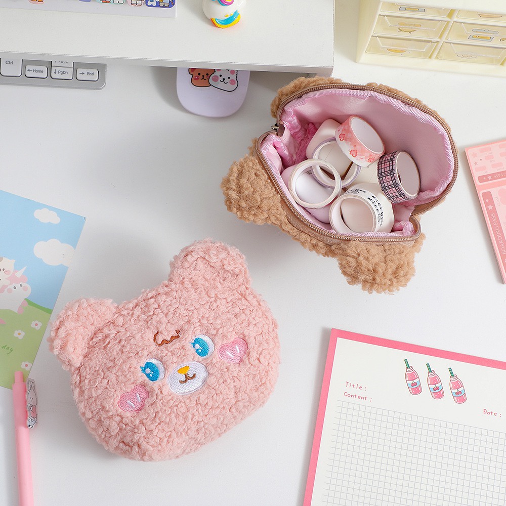 Sang trọng Đầu gấu Ví tiền xu mini Túi mỹ phẩm