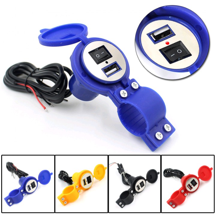 Bộ sạc Điện thoại trên Xe máy có Công tắc