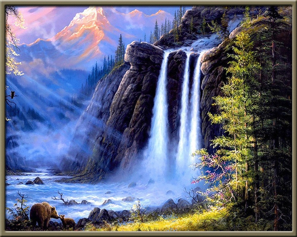 Bộ Tranh Đính Đá 5D Họa Tiết Phong Cảnh Độc Đáo DIY 40x30cm