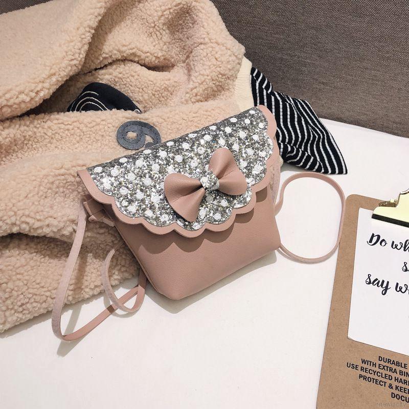 Túi xách đính nơ kim tuyến lấp lánh phong cách Hàn Quốc cho bé